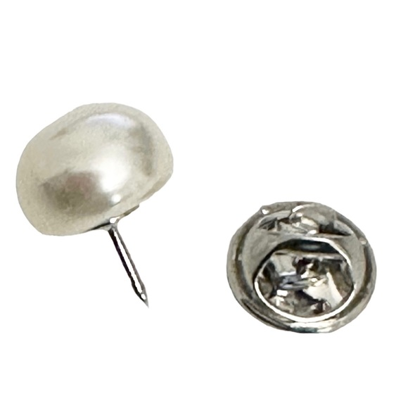 3/$10 Pin Replacement Buttons 4ct Pearl Enamel Brooch - Picture 3 of 7